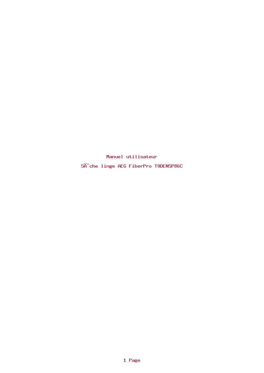 Page 1 de la notice Manuel utilisateur AEG FiberPro T9DENSP86C