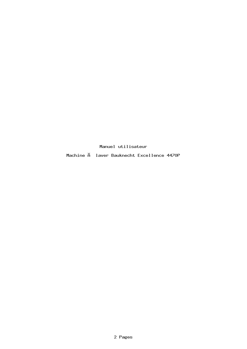 Page 1 de la notice Manuel utilisateur Bauknecht Excellence 4470P