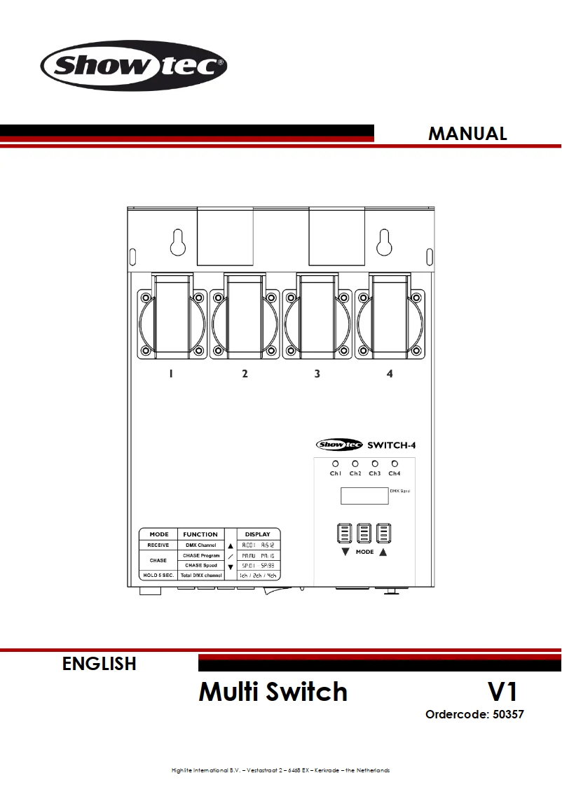 Page 1 de la notice Manuel utilisateur Showtec Switch-4