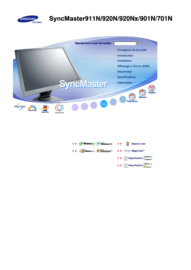 Page 1 de la notice Manuel utilisateur Samsung SyncMaster 701N