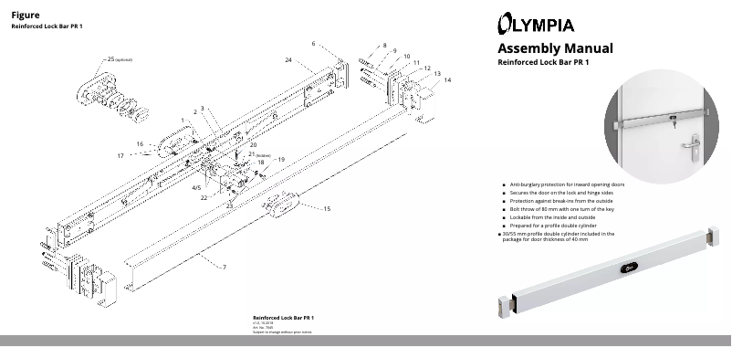 Page 1 de la notice Manuel utilisateur Olympia PR 1