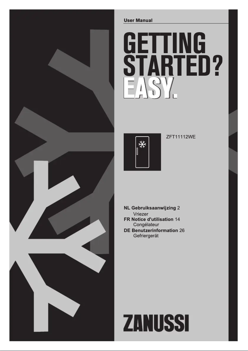 Page 1 de la notice Manuel utilisateur Zanussi ZFT 11112 WE