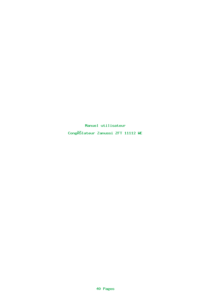 Page 1 de la notice Manuel utilisateur Zanussi ZFT 11112 WE
