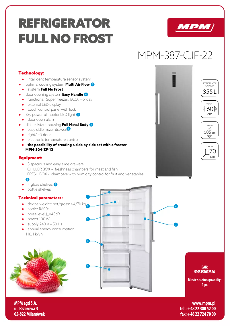 Page 1 de la notice Fiche technique MPM MPM-387-CJF-22