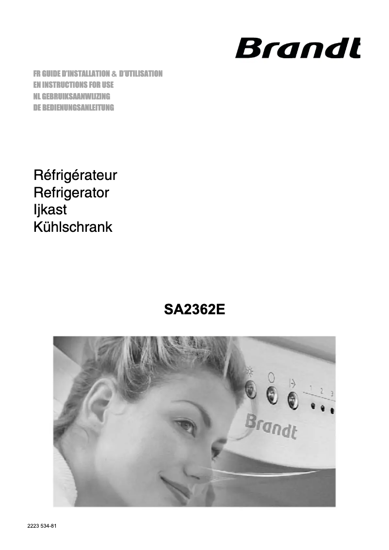 Page 1 de la notice Manuel utilisateur Brandt SA2362E