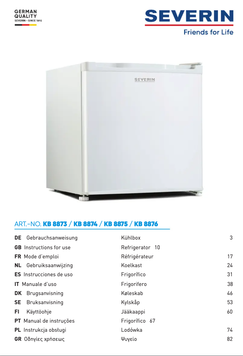 Page 1 de la notice Manuel utilisateur Severin KB 8874
