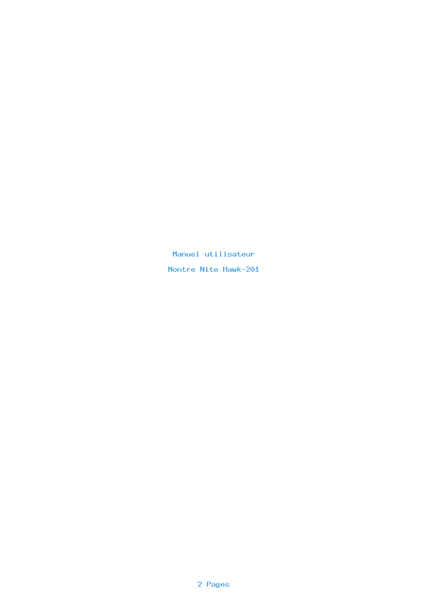 Page 1 de la notice Manuel utilisateur Nite Hawk-201