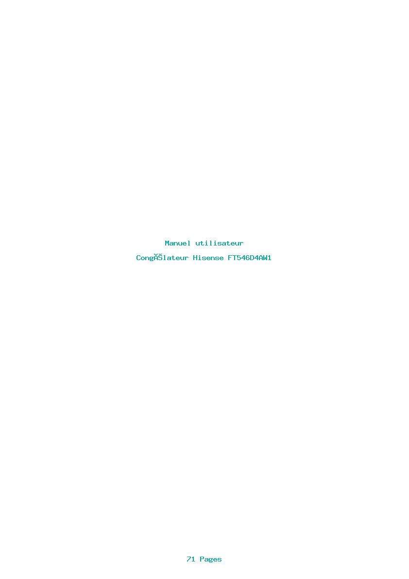 Page 1 de la notice Manuel utilisateur Hisense FT546D4AW1