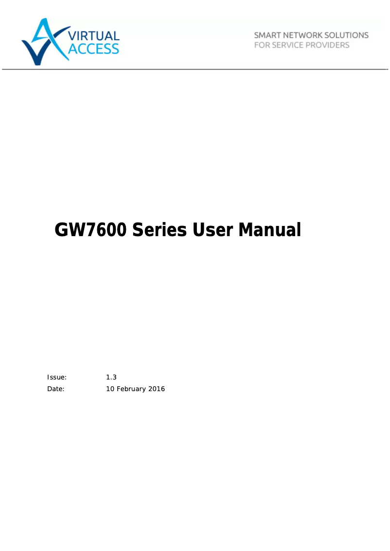 Page 1 de la notice Manuel utilisateur Virtual Access GW7600