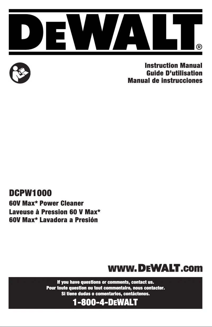Page 1 de la notice Manuel utilisateur DeWalt DCPW1000