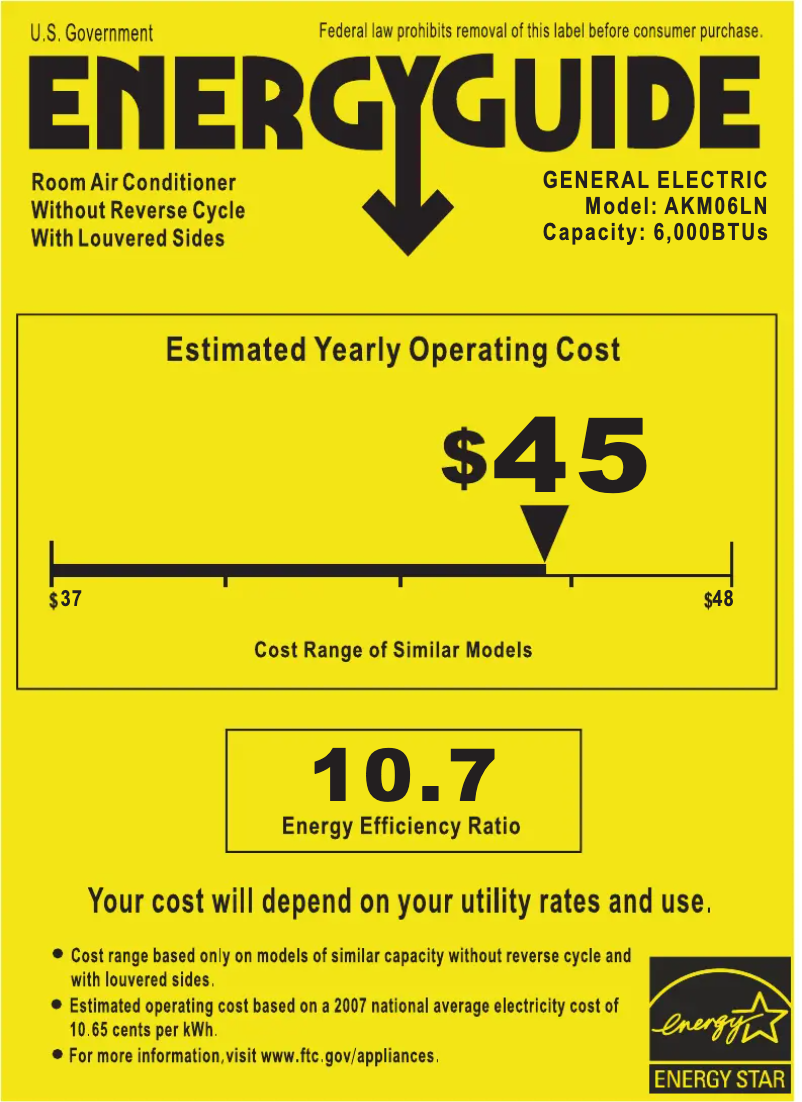 Página 1 del manual Etiqueta energética GE AKM06LN