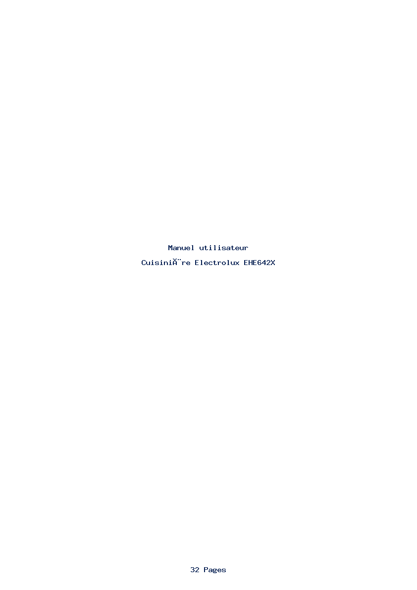 Page 1 de la notice Manuel utilisateur Electrolux EHE642X