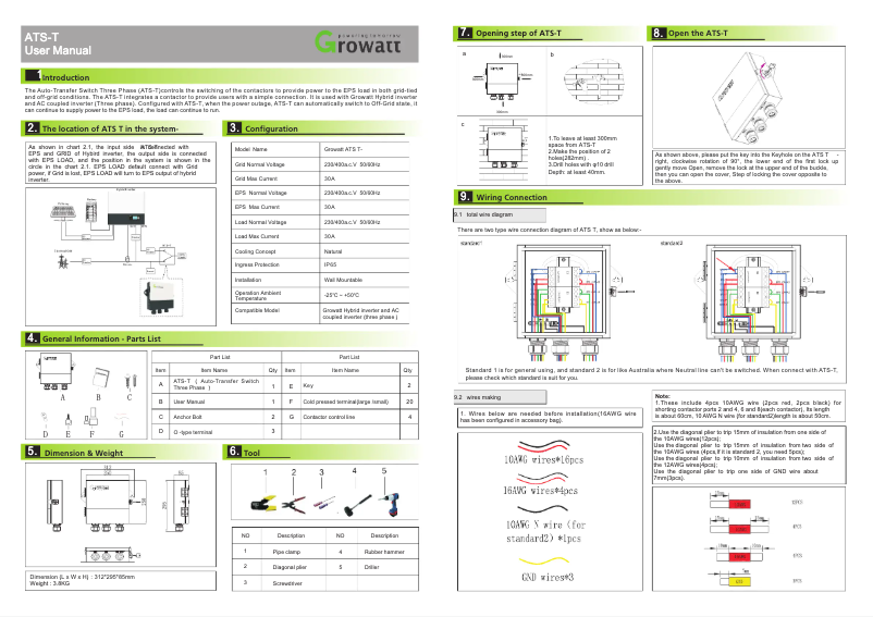 Page 1 de la notice Manuel utilisateur Growatt ATS-T
