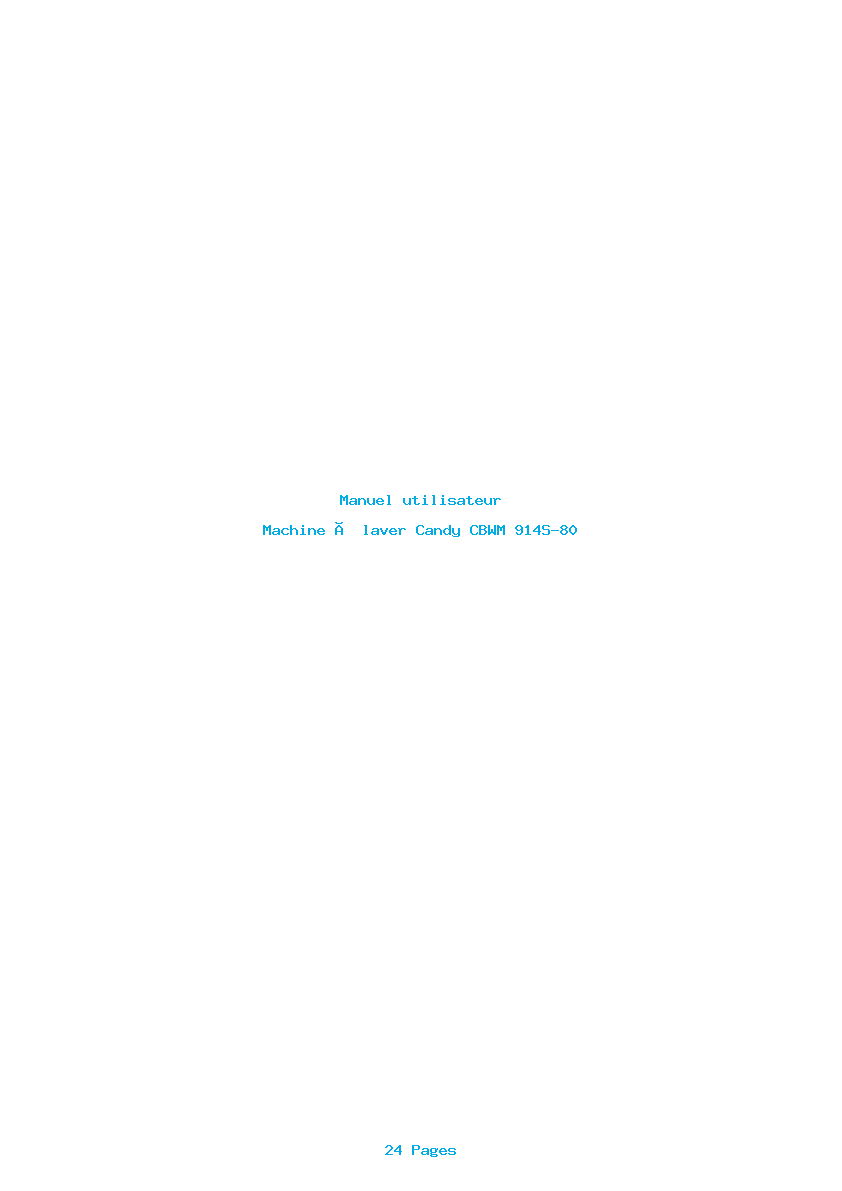 Page 1 de la notice Manuel utilisateur Candy CBWM 914S-80