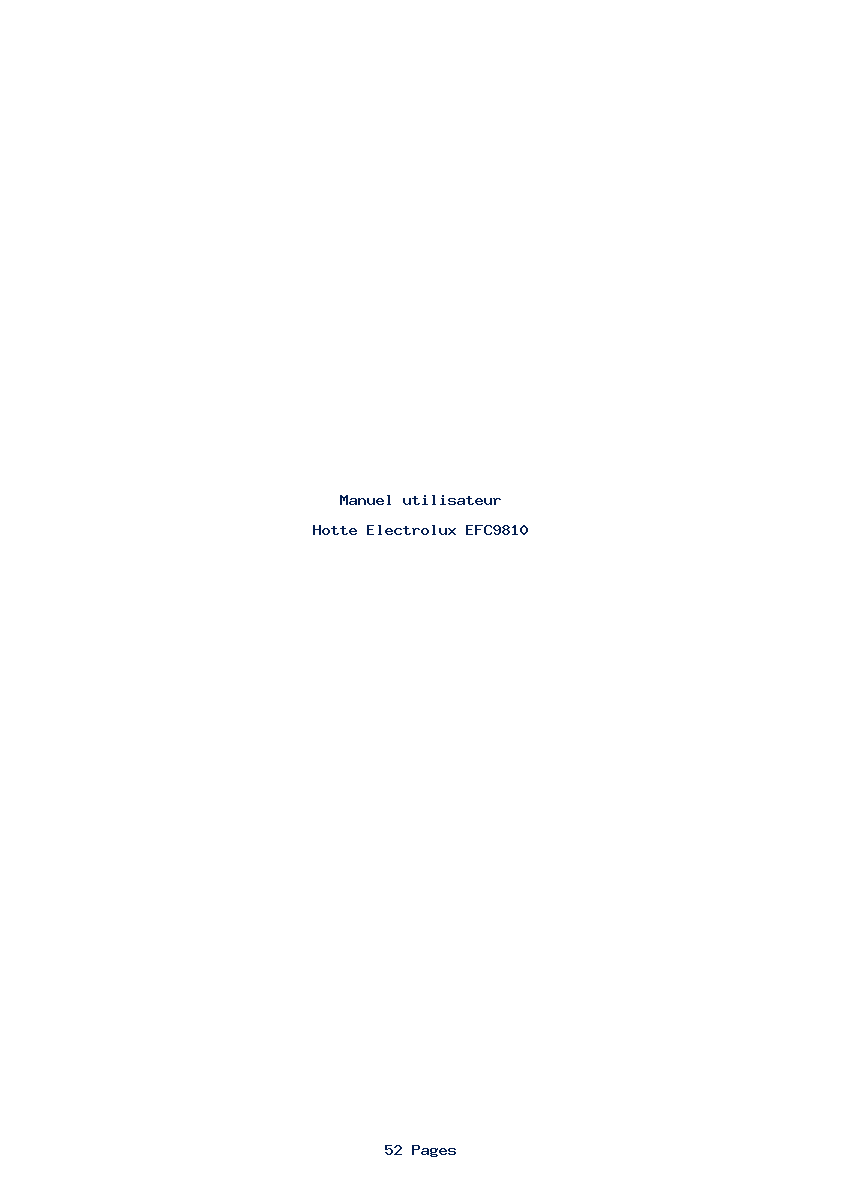 Page 1 de la notice Manuel utilisateur Electrolux EFC9810