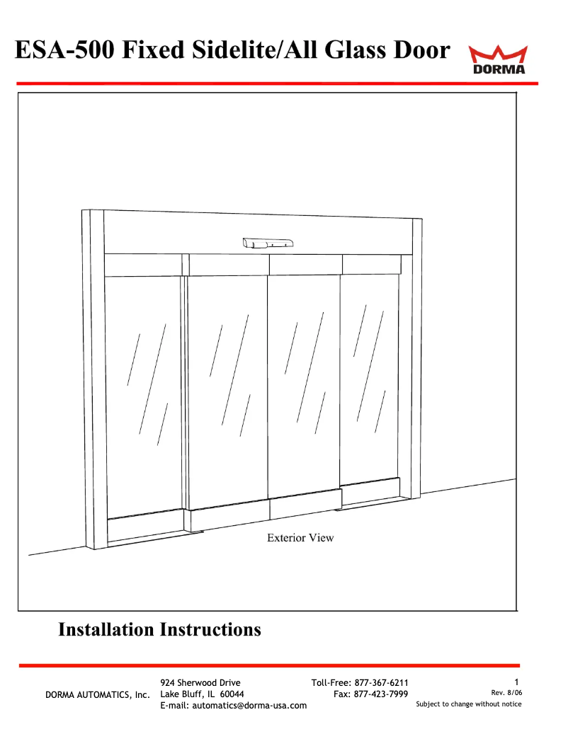 Page 1 of the manual User Manual Dormakaba ESA 500
