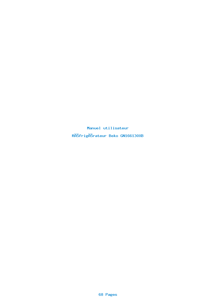 Page 1 de la notice Manuel utilisateur Beko GN166130XB