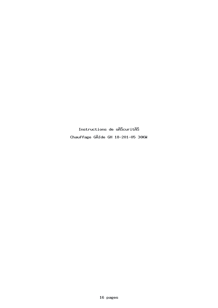 Page 1 de la notice Instructions de sécurité Güde GH 18-201-05 30KW