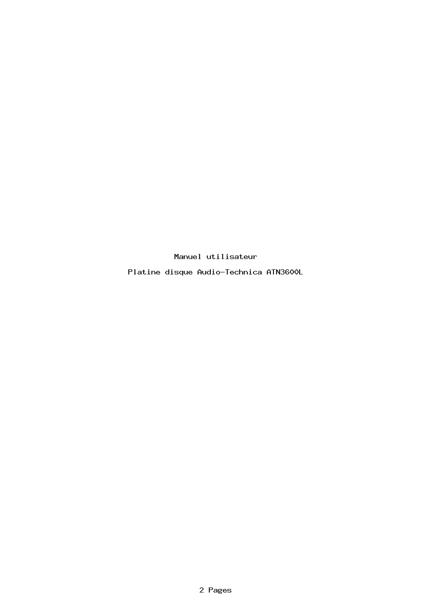 Page 1 de la notice Manuel utilisateur Audio-Technica ATN3600L