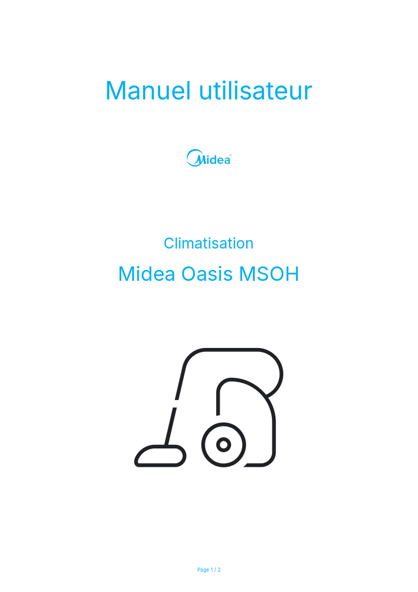 Page 1 de la notice Manuel utilisateur Midea Oasis MSOH