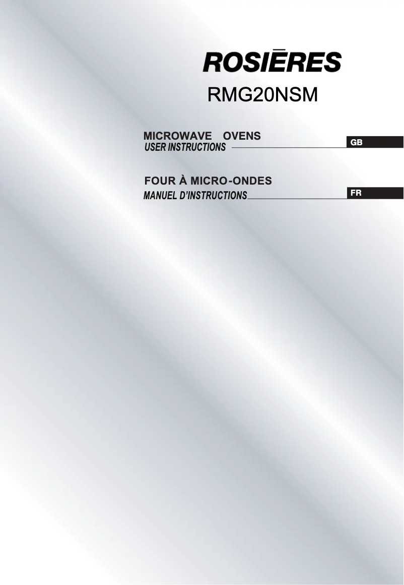 Page 1 de la notice Manuel utilisateur Rosieres RMG20NSM