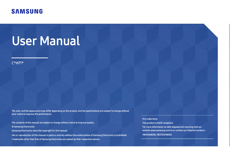 Page 1 de la notice Manuel utilisateur Samsung C32H711QEC