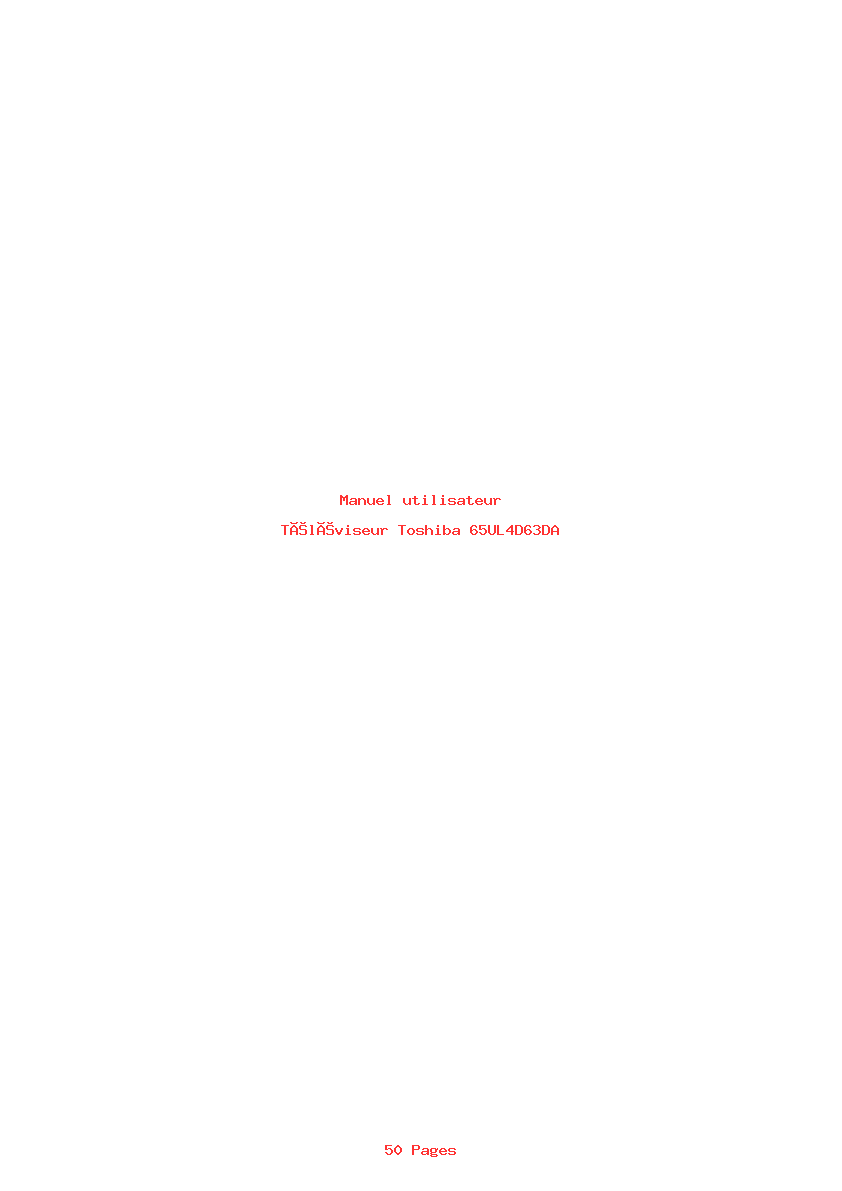 Page 1 de la notice Manuel utilisateur Toshiba 65UL4D63DA