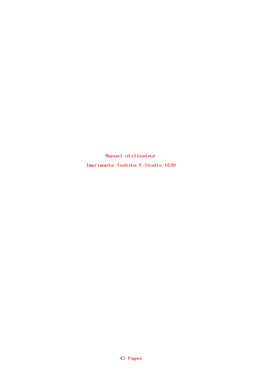 Page 1 de la notice Manuel utilisateur Toshiba E-Studio 162D