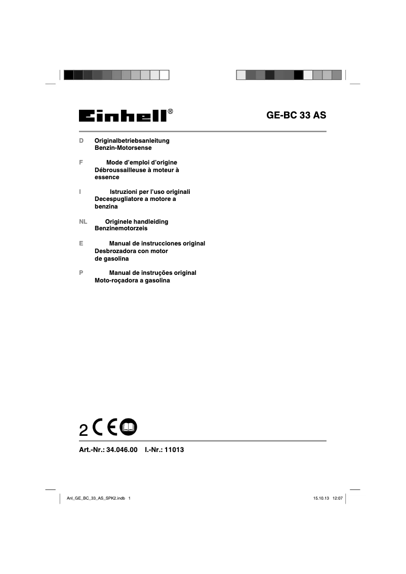 Página 1 del manual Manual de usuario Einhell GE-BC 33 AS
