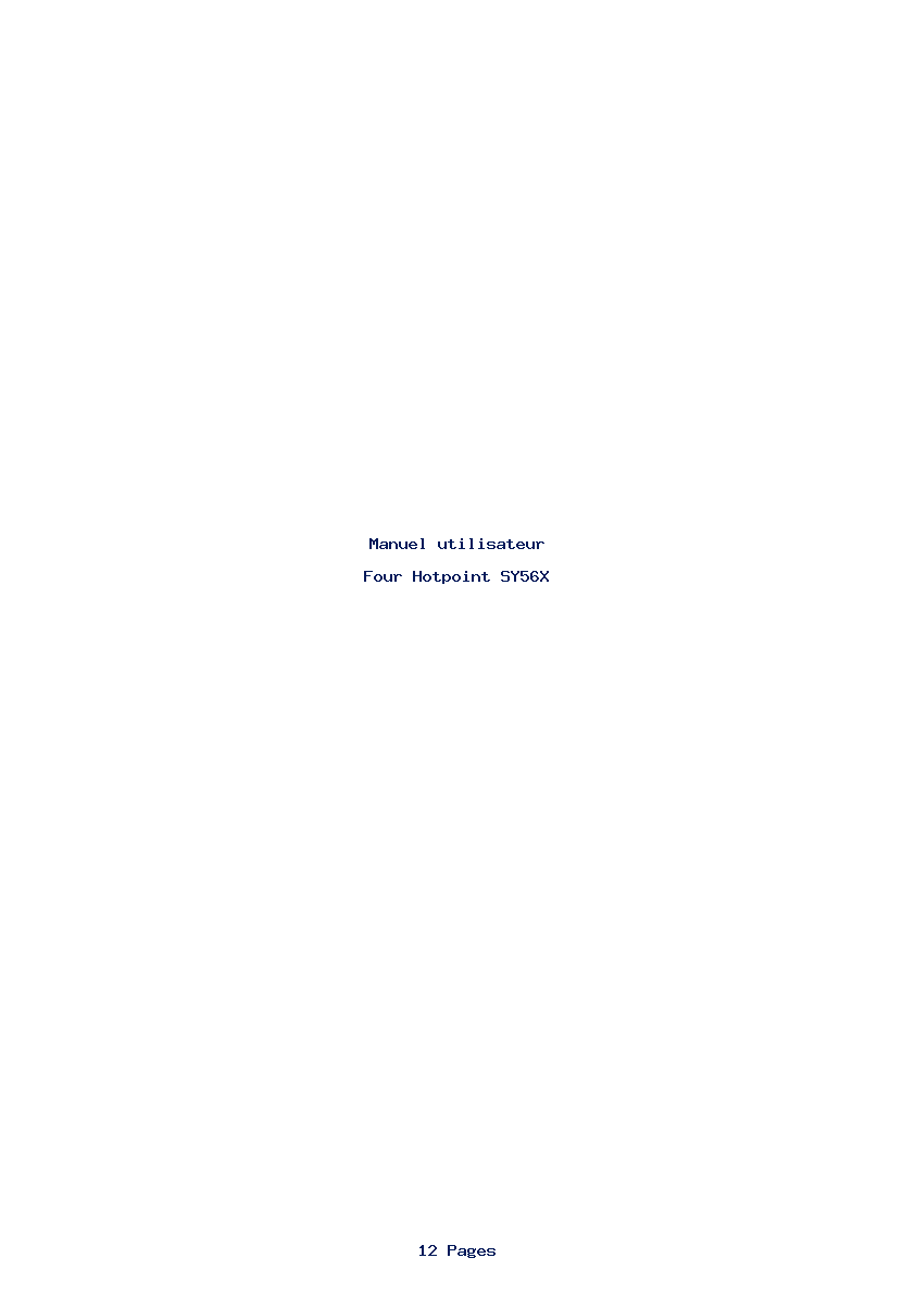 Page 1 de la notice Manuel utilisateur Hotpoint SY56X