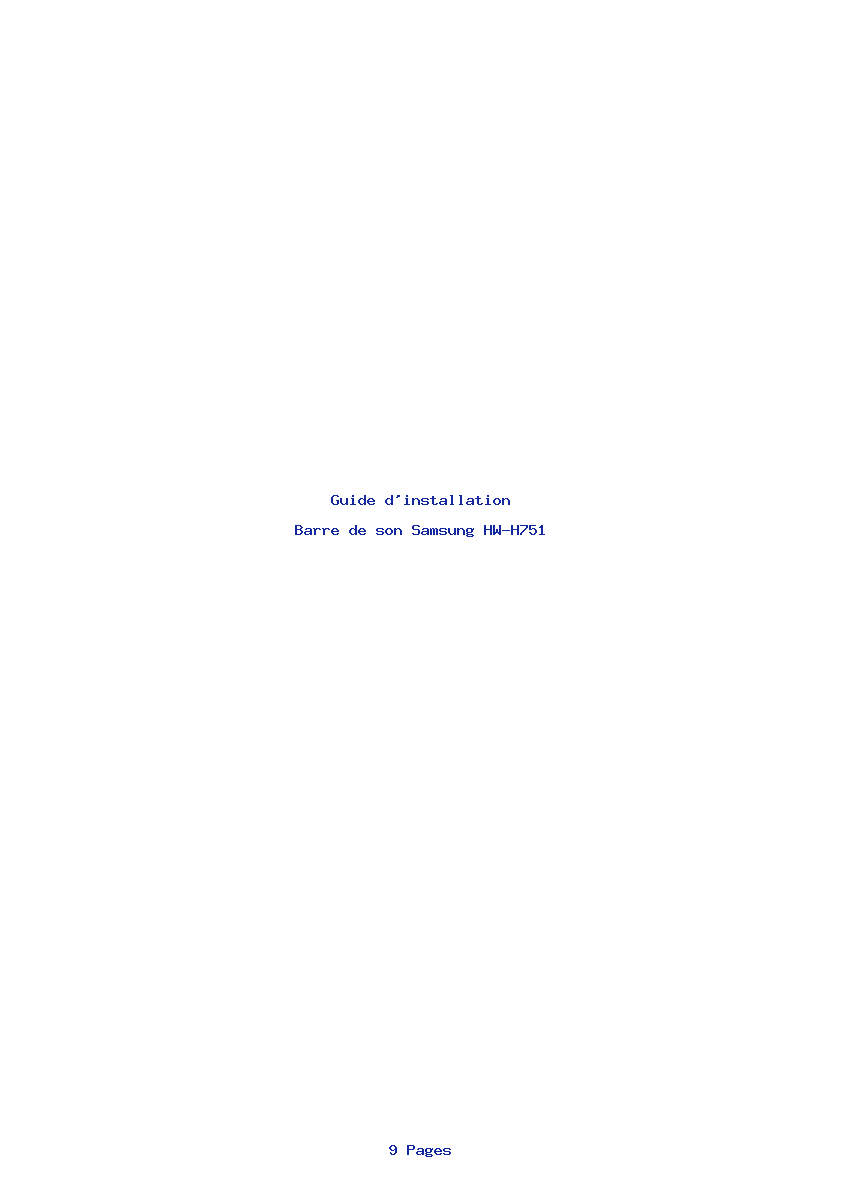 Page 1 de la notice Guide d'installation Samsung HW-H751