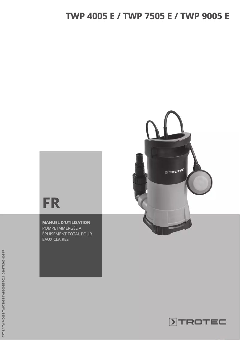 Page 1 de la notice Manuel utilisateur Trotec TWP 9005 E