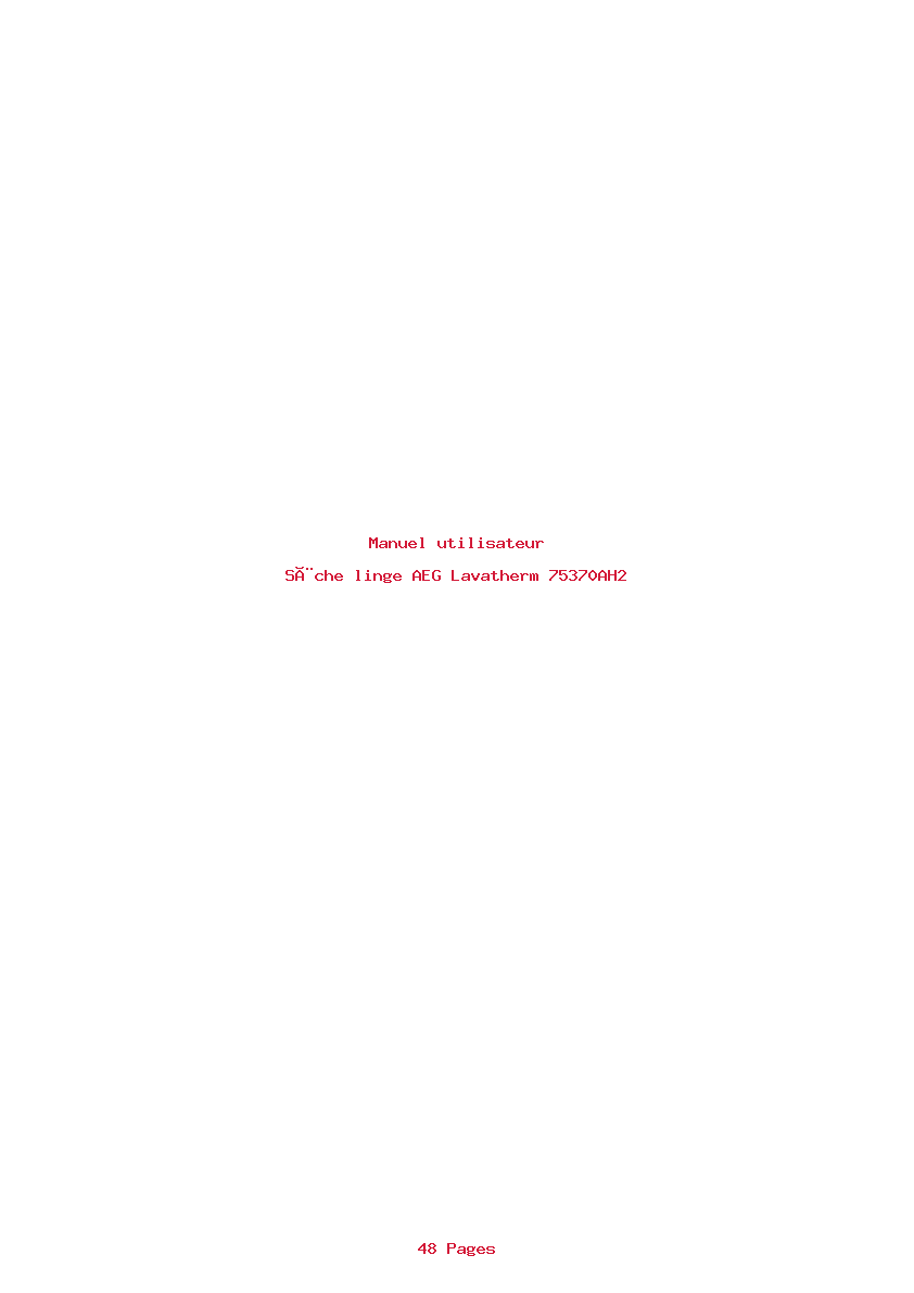 Page 1 de la notice Manuel utilisateur AEG Lavatherm 75370AH2