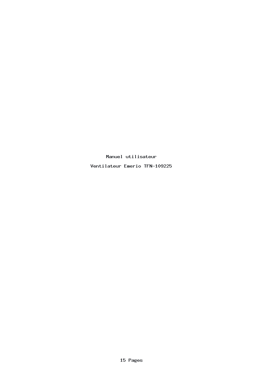 Page 1 de la notice Manuel utilisateur Emerio TFN-109225