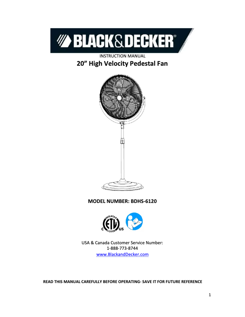 Page n°1 - Manuel utilisateur Black & Decker BDHS-6120