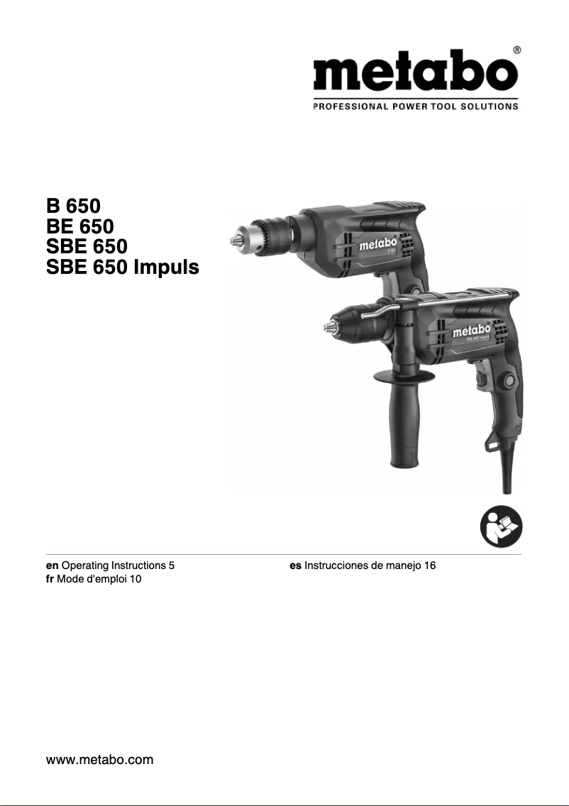 Page 1 de la notice Manuel utilisateur Metabo SBE 650