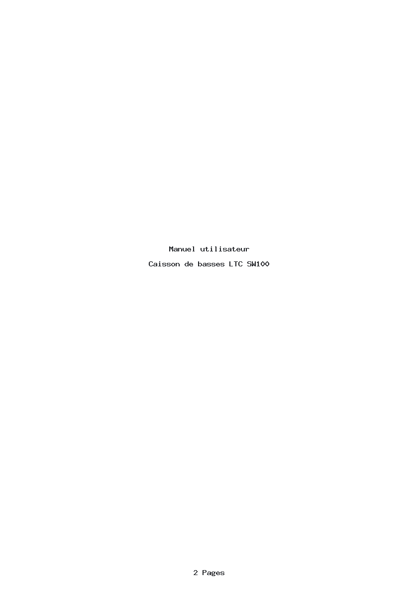 Page 1 de la notice Manuel utilisateur LTC SW100