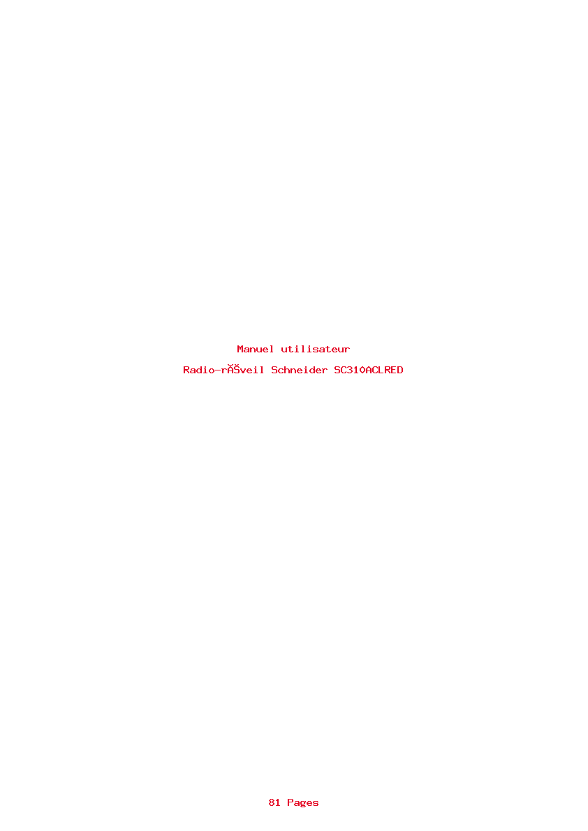 Page 1 de la notice Manuel utilisateur Schneider SC310ACLRED