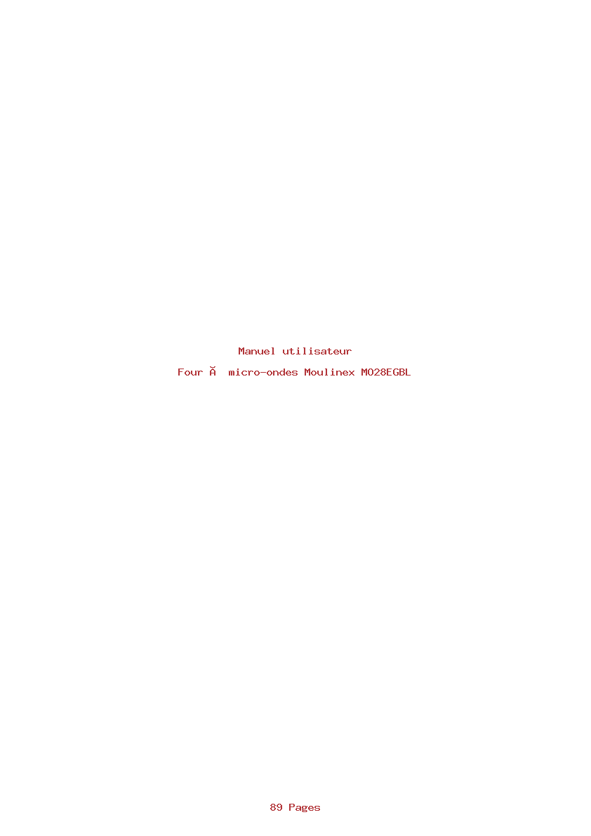 Page 1 de la notice Manuel utilisateur Moulinex MO28EGBL