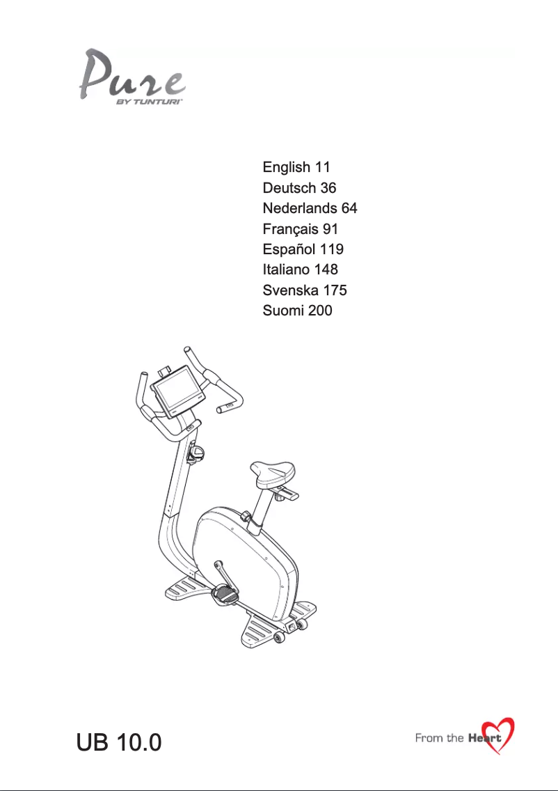 Page 1 de la notice Manuel utilisateur Tunturi Pure Bike 10.0 - UB 10.0