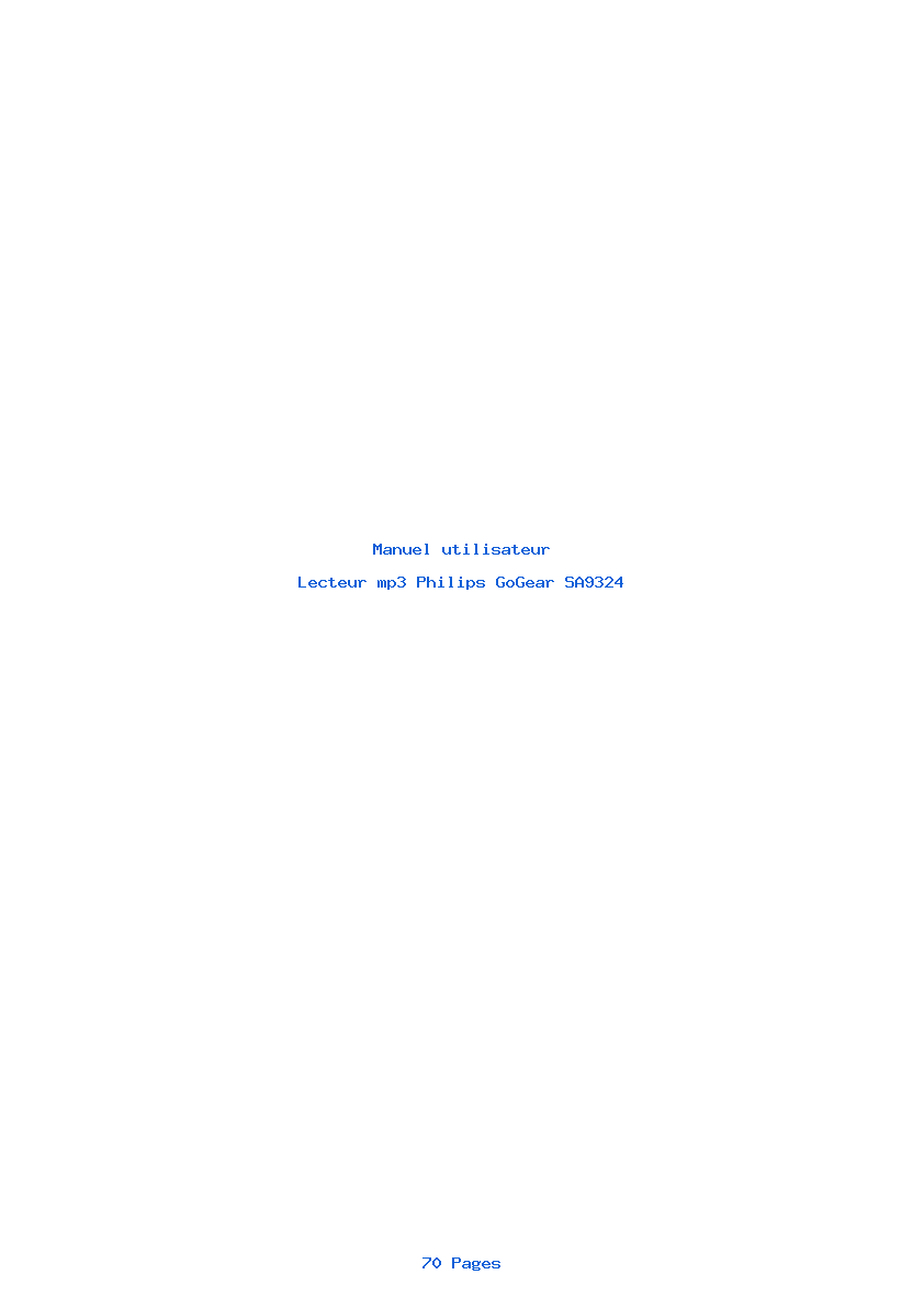 Page 1 de la notice Manuel utilisateur Philips GoGear SA9324