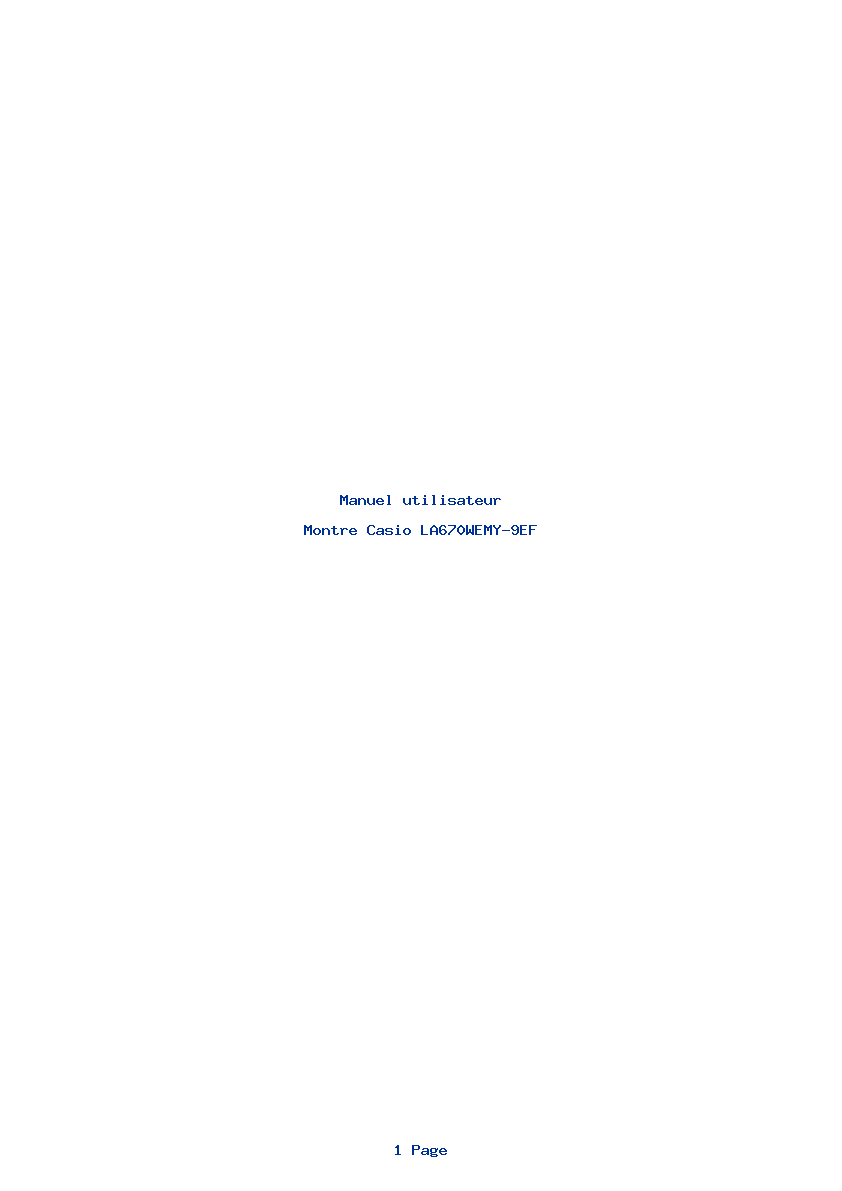 Page 1 de la notice Manuel utilisateur Casio LA670WEMY-9EF