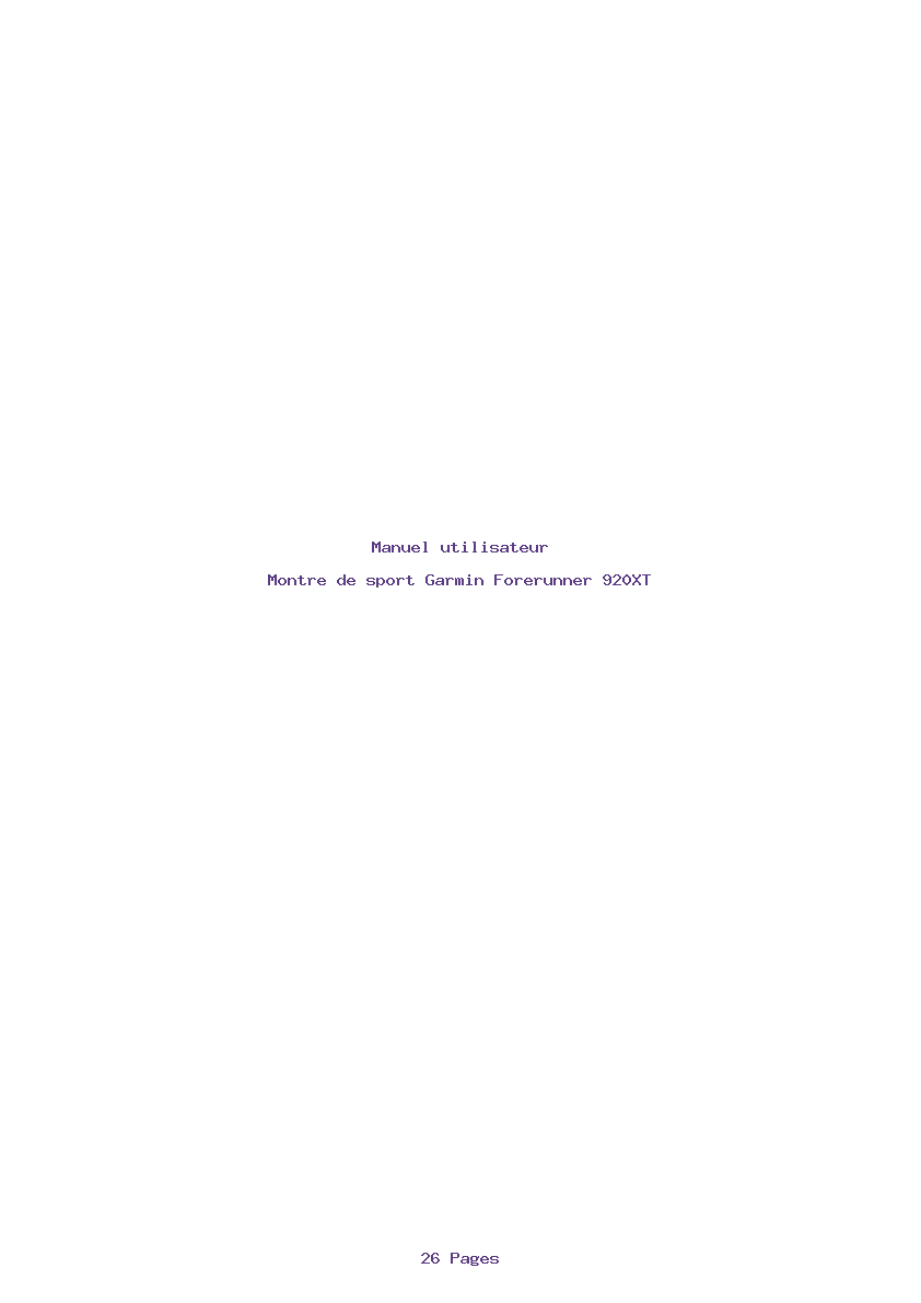 Page 1 de la notice Manuel utilisateur Garmin Forerunner 920XT