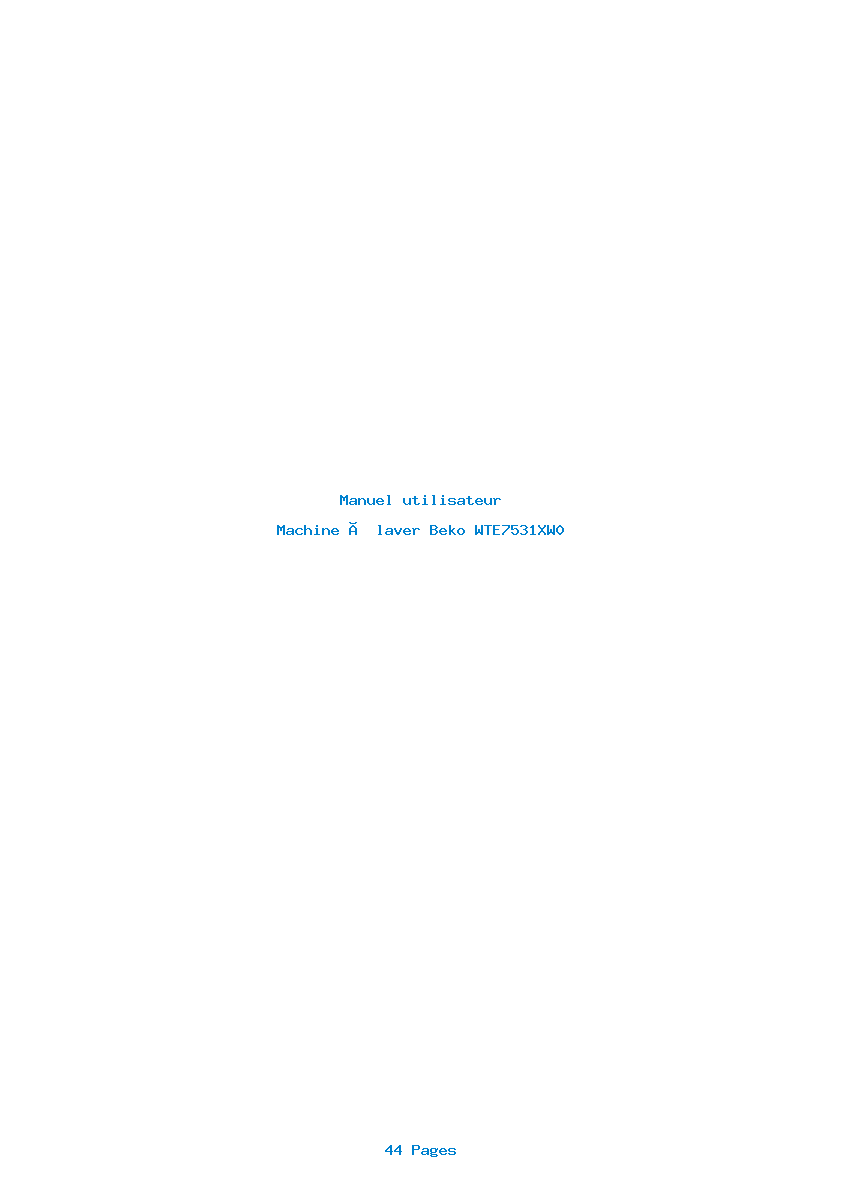 Page 1 de la notice Manuel utilisateur Beko WTE7531XW0