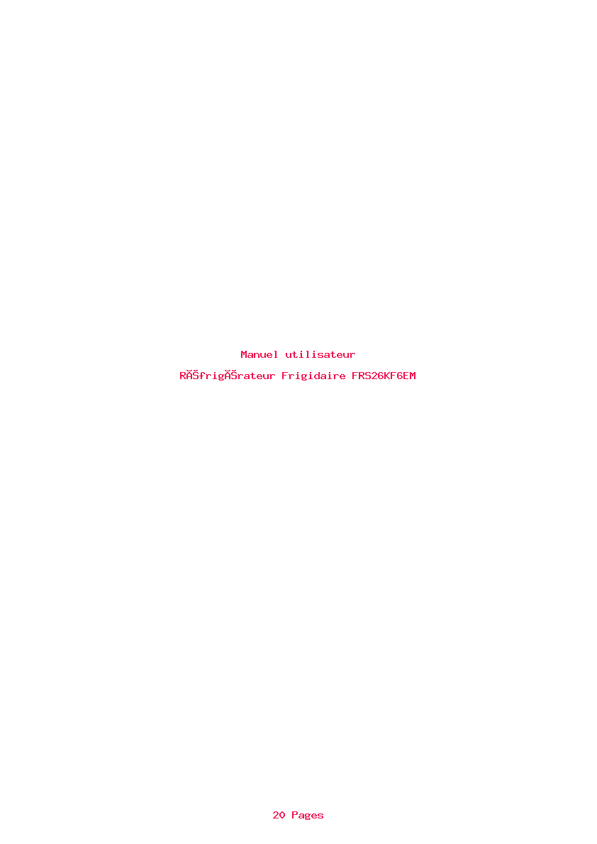 Page 1 de la notice Manuel utilisateur Frigidaire FRS26KF6EM