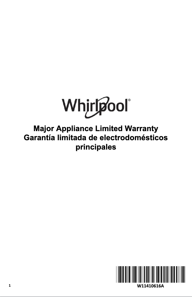 Página 1 del manual Información de garantía Whirlpool WMH78519LZ