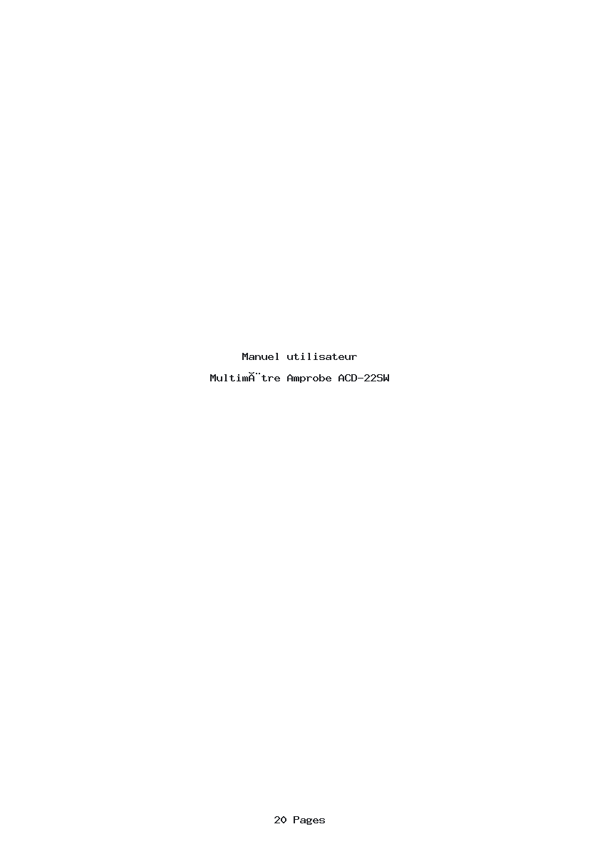 Page 1 de la notice Manuel utilisateur Amprobe ACD-22SW