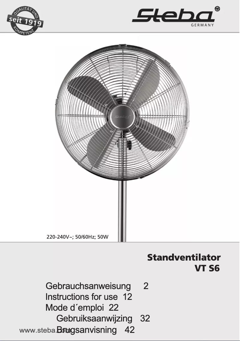 Page 1 de la notice Manuel utilisateur Steba VT S6