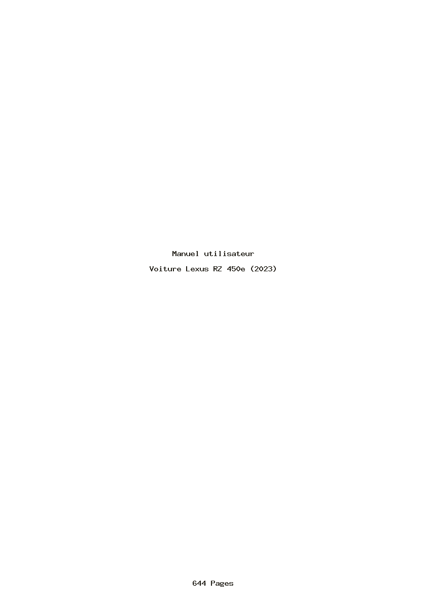 Page 1 de la notice Manuel utilisateur Lexus RZ 450e (2023)