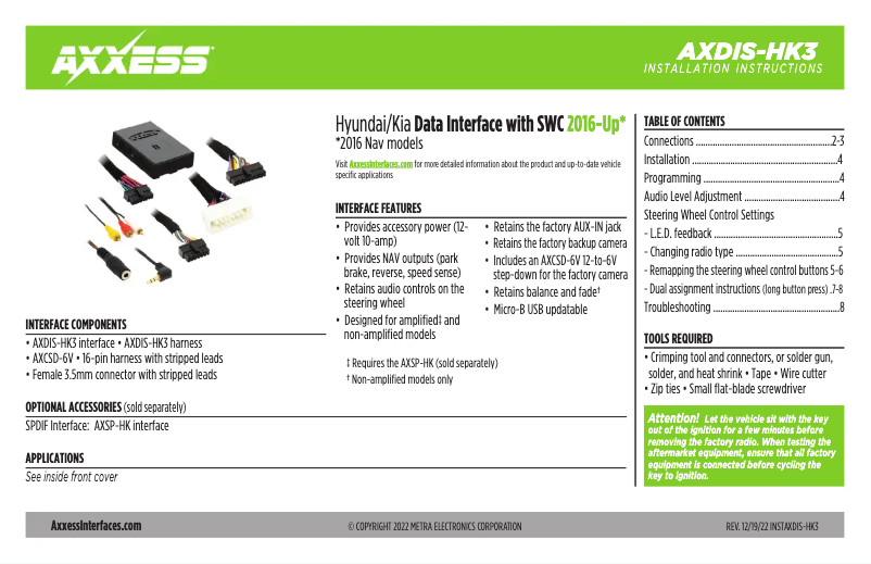 Page 1 de la notice Manuel utilisateur AXESS AXDIS-HK3